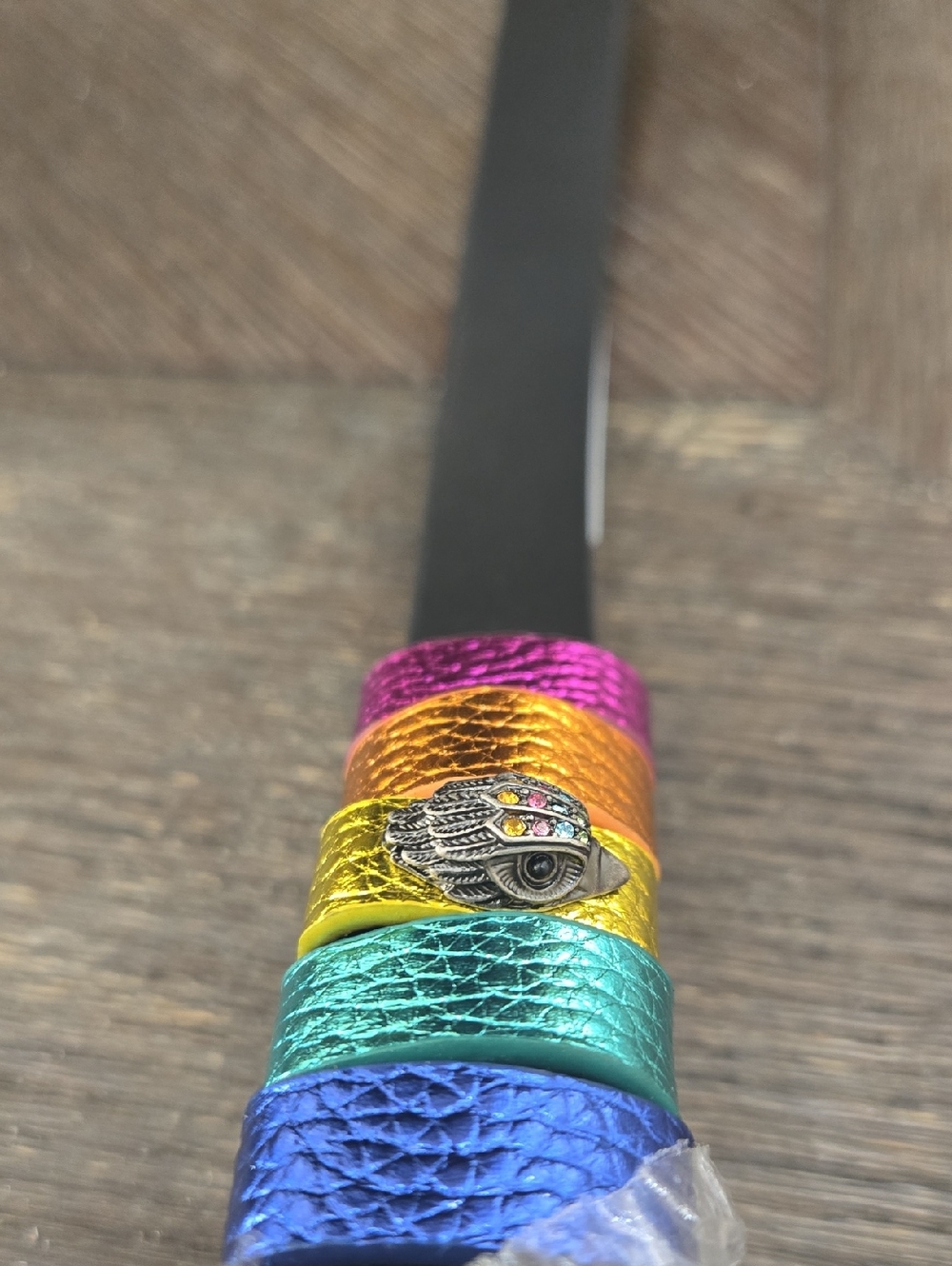 Colorful Metallic Wrap Belt with Silver Hamsa Charm